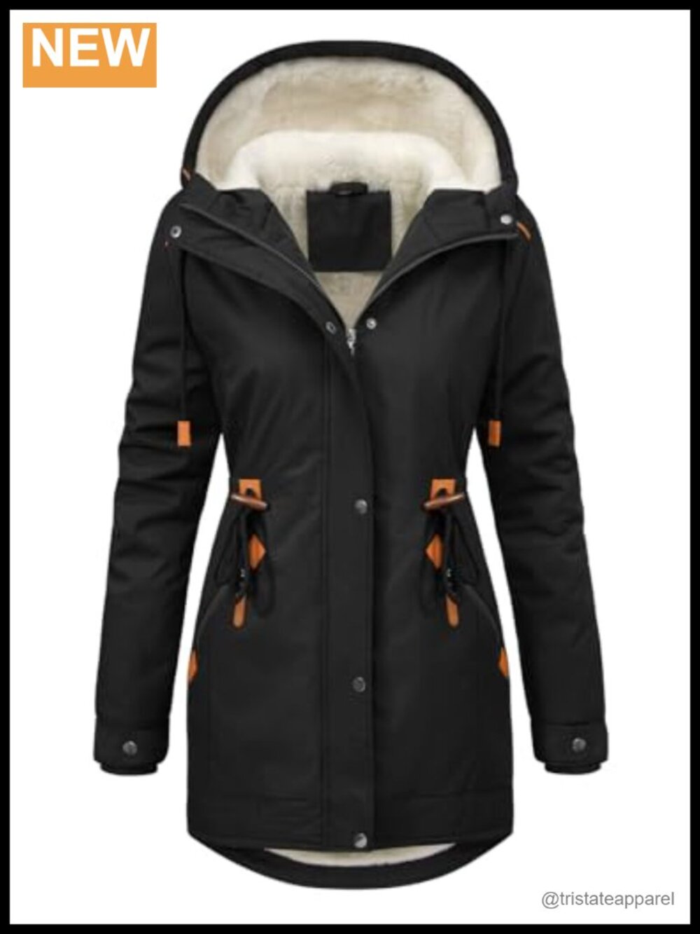 Womens Winter Parka Jacket Fleece Lined Mid-Length Hooded